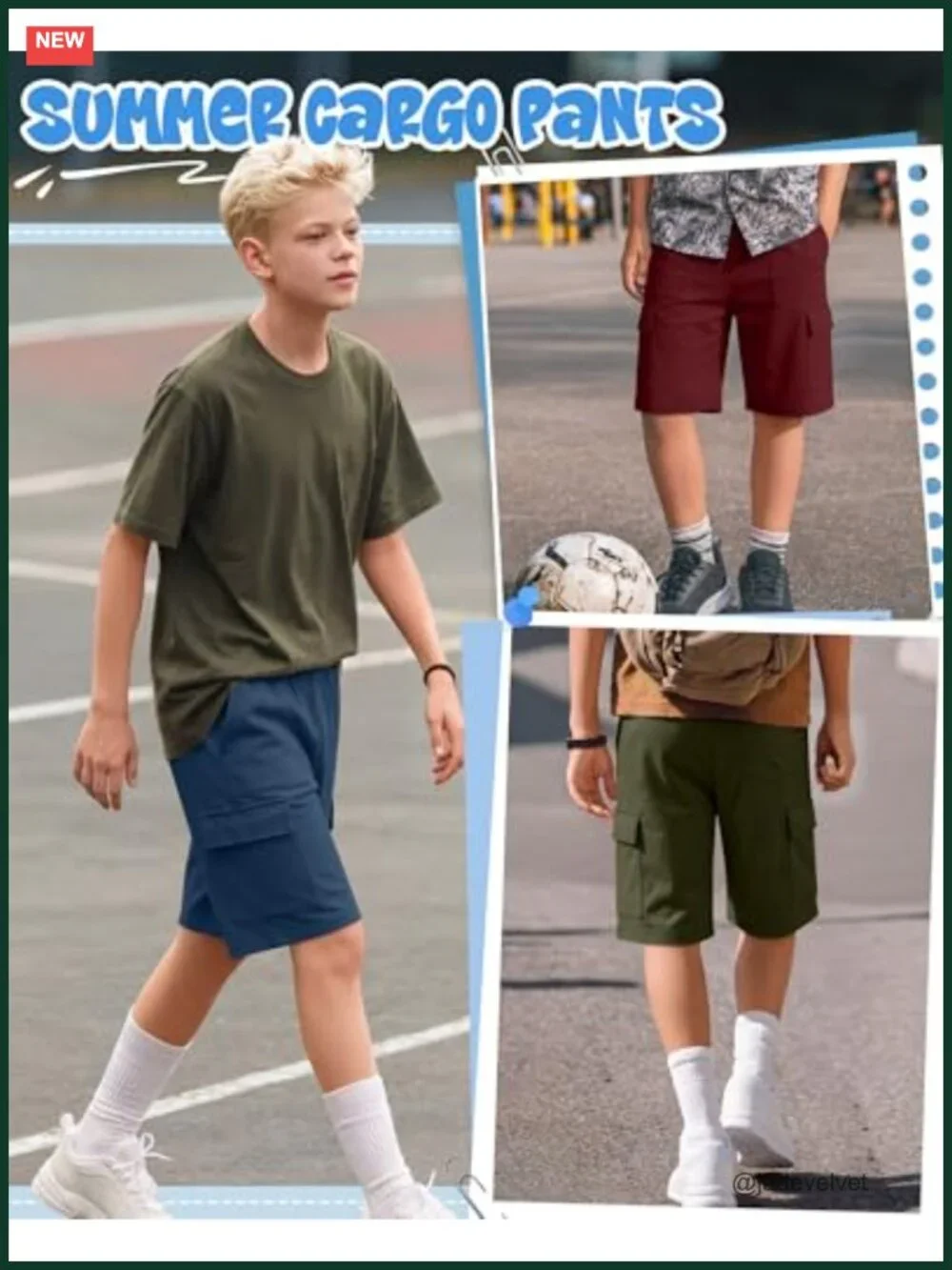 5 Pack Boys Cargo Shorts Elastic Waist Pull On Athletic Sweat Shorts with